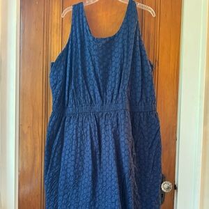 Eyelet navy dress